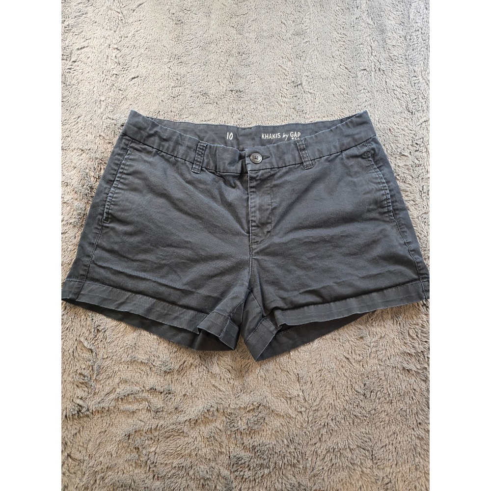 GAP Khakis Womens Black Chino Shorts Size 10 Mid Rise Cotton Stretch Casual